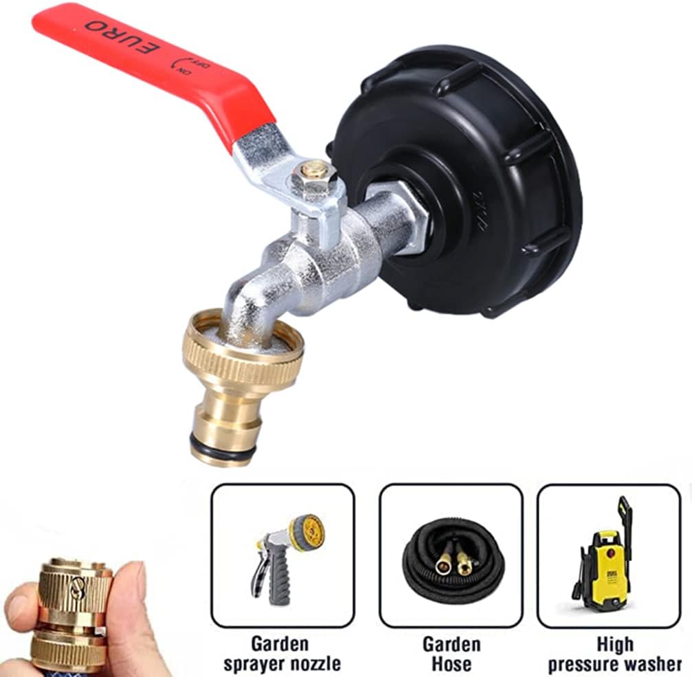 Raccord cuve eau S60X6 - Robinet ECO laiton 15 mm - Adaptateur de réservoir d'eau IBC 1000L 1/2 pouce - 4