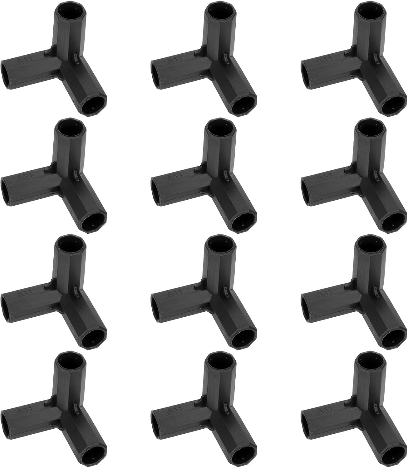 12 sztuk 11 mm łączników do konstrukcji szkieletu szklarni, 3-drożny łącznik rurowy kątowy do kratownicy na winorośl/osłony przeciwsłonecznej