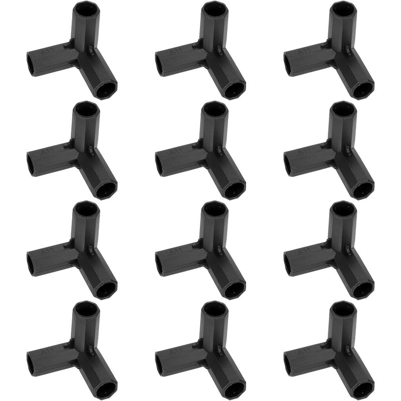 12 sztuk 11 mm łączników do konstrukcji szkieletu szklarni, 3-drożny łącznik rurowy kątowy do kratownicy na winorośl/osłony przeciwsłonecznej