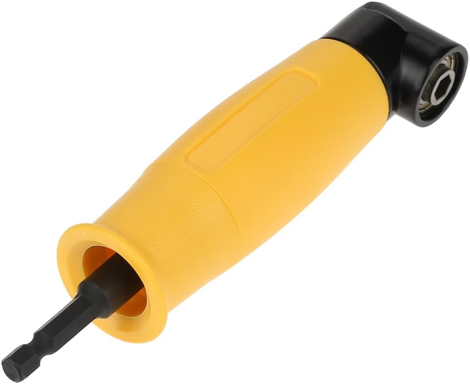 Tournevis à Renvoi D'Angle 90° Jaune - Adaptateur Perceuse Coudé Magnétique 1/4" Pour Espaces Étroits Et Coins Difficiles