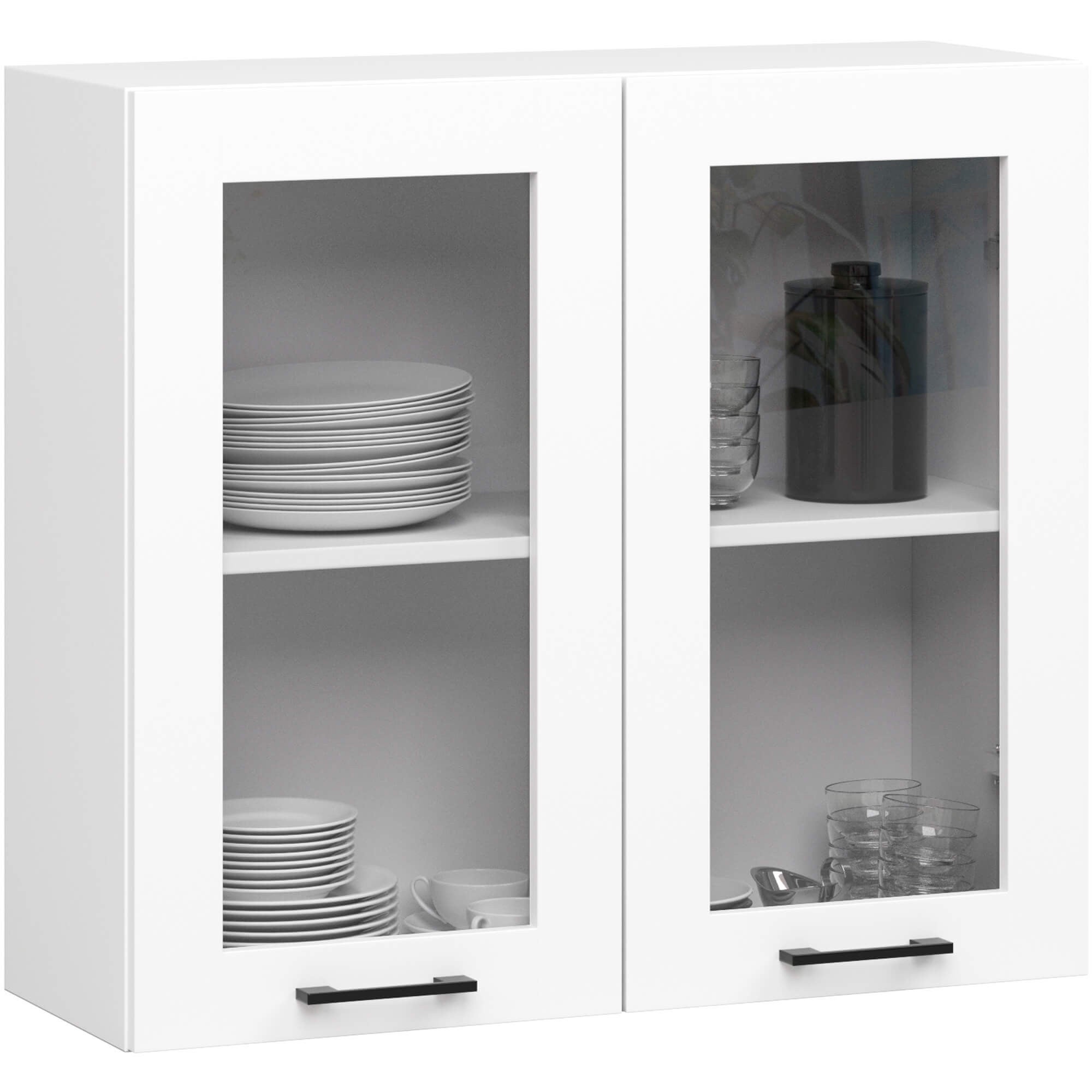 Szafka kuchenna wisząca witryna AKORD OLIWIA W80 H720 Biała 80 cm 2 drzwi kolor Biały mat 2 półki 80x30,5x72 cm