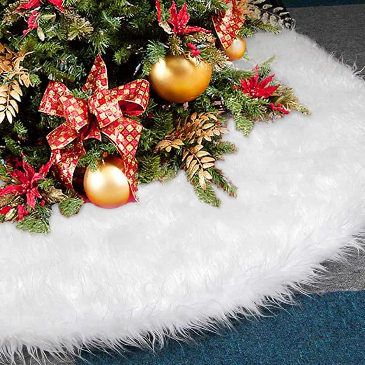 Spódnica choinkowa, 90 cm, osłona podstawy choinki, odpowiednia do ozdób bożonarodzeniowych i dekoracji na przyjęcia świąteczne