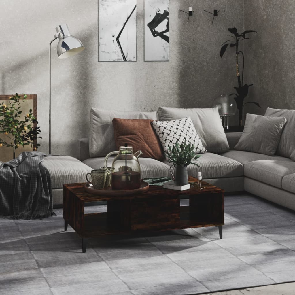 Stolik kawowy, przydymiony dąb, 103,5x60x35 cm vidaXL