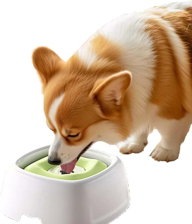 Tigela flutuante para cães e gatos - Dispensador de água anti-respingos, ajustável, 1,5L, verde