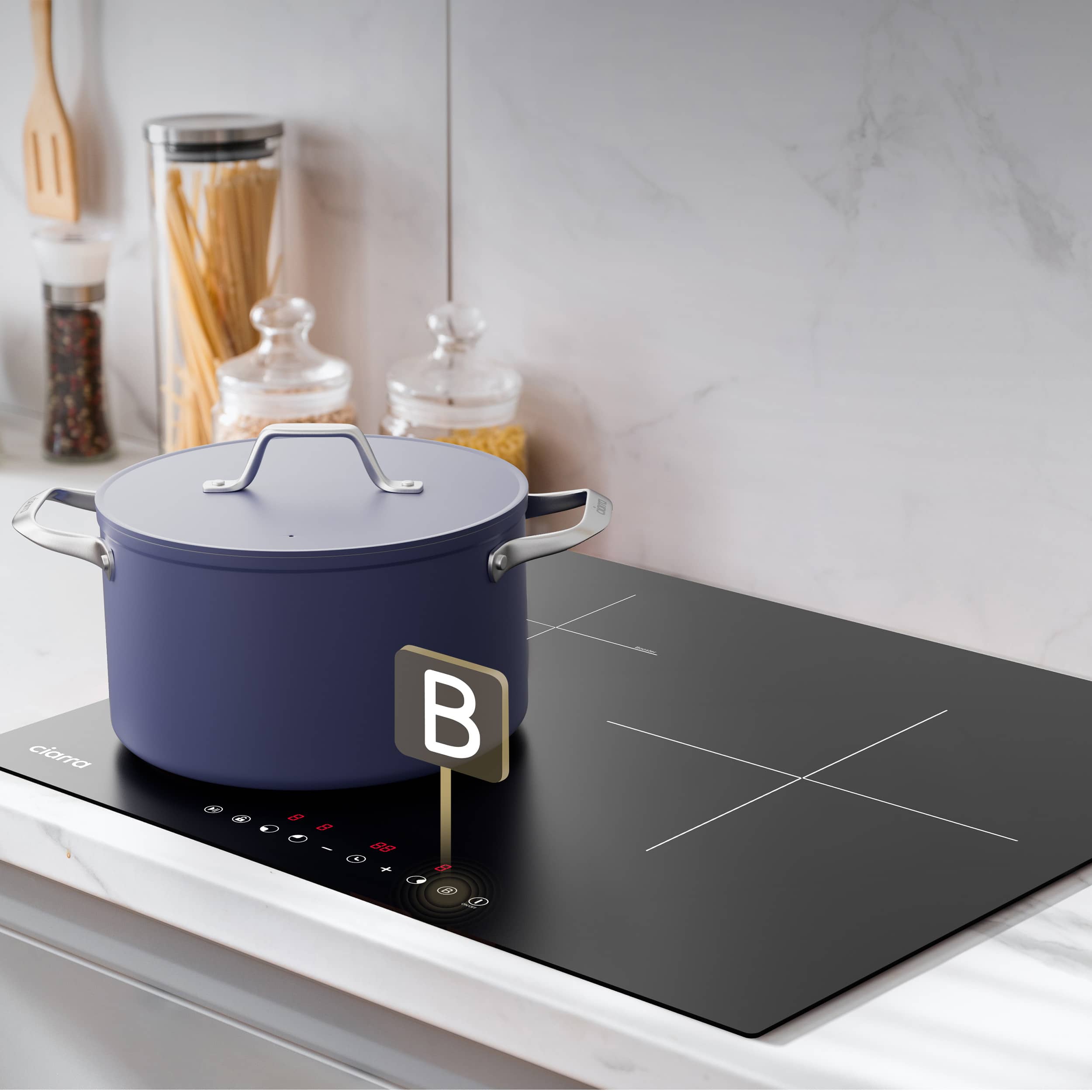 CIARRA Plaque Induction 3 Foyers 59x52cm Booster Auto-Stop 99 Mins Minuterie 6200W CD3BIH - 4
