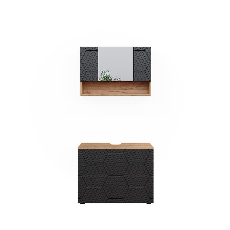 Vicco Zestaw mebli łazienkowych Irma, Antracyt o strukturze plastra miodu, 2 części, podstawa 80 cm