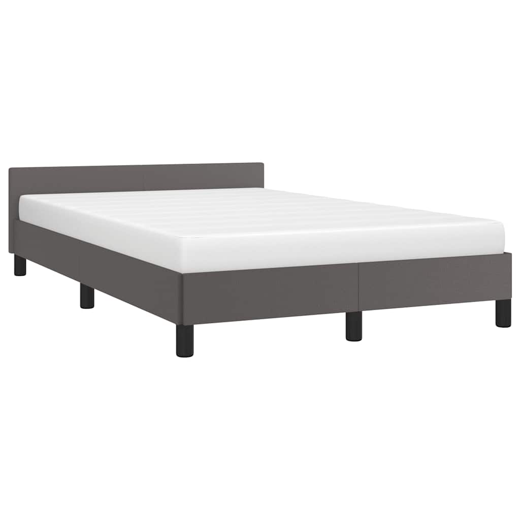 Cadre de lit avec tête de lit, sans matelas, gris, pour la chambre, 120 × 200 cm - 3