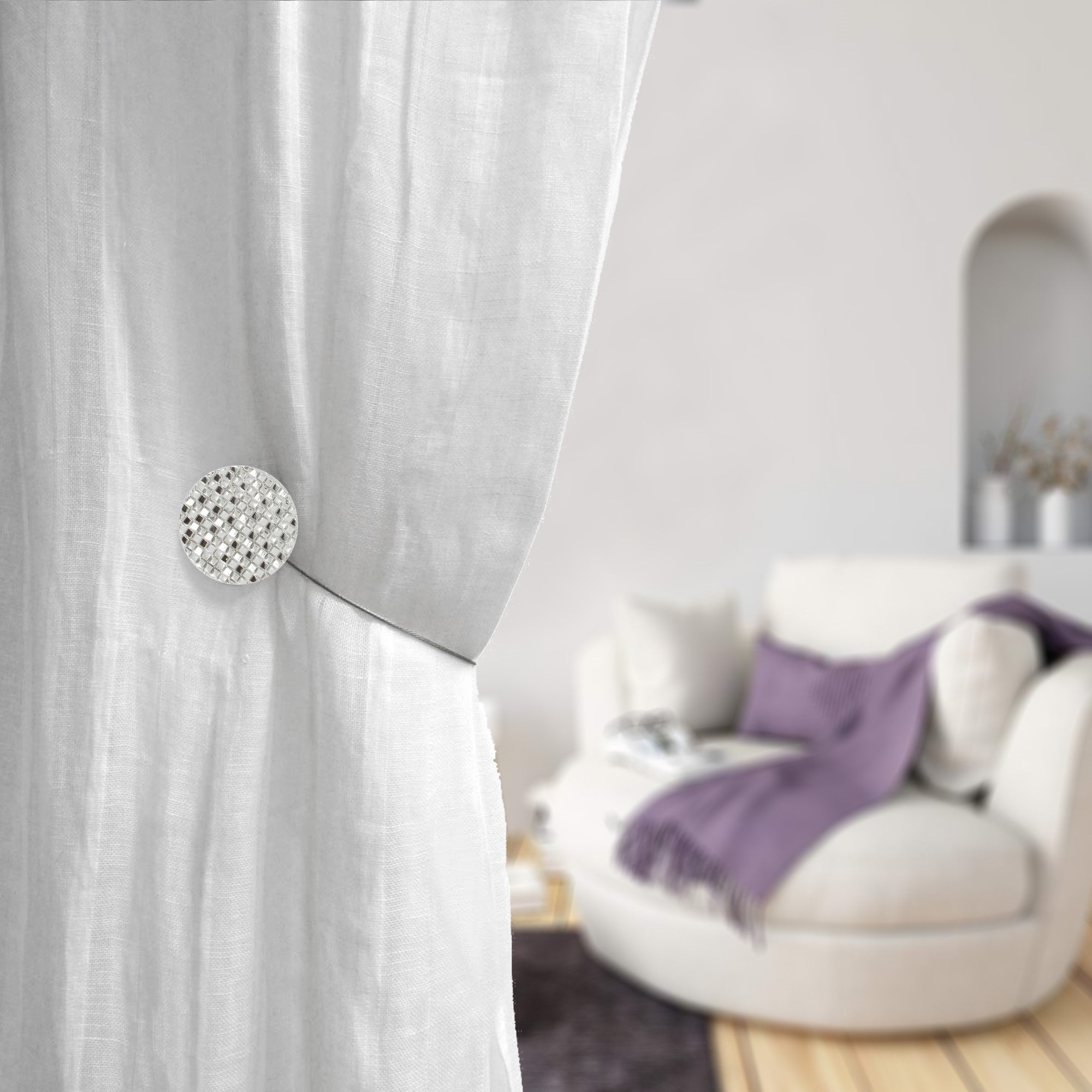 Morsetto metallico magnetico rotondo a mosaico Newport - cromato - 4