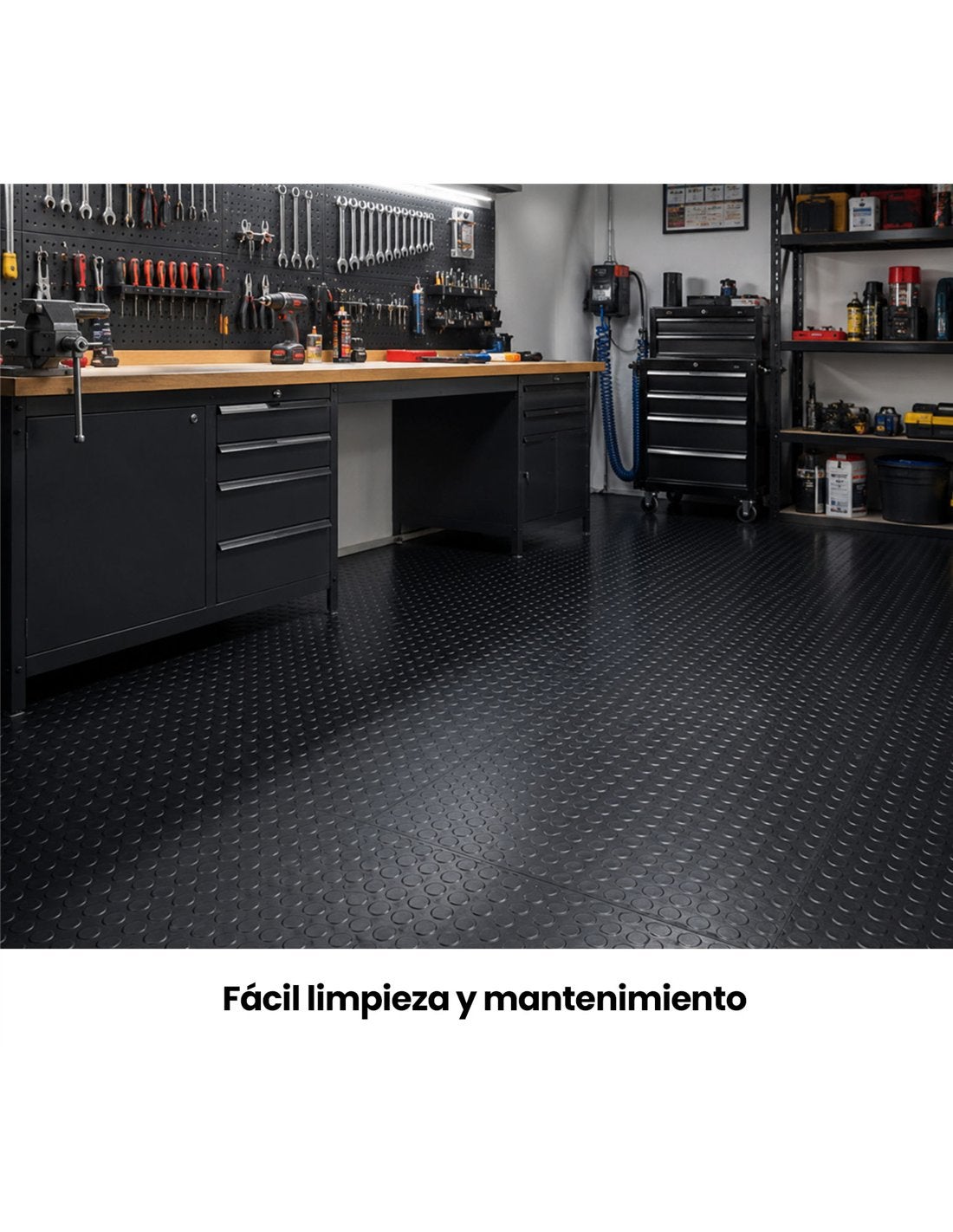 Suelo de goma antideslizante SBR 3mm en rollo, 1,50 m ancho, acabado círculos, para garaje, gym, furgoneta y bares (metro lineal) - 6
