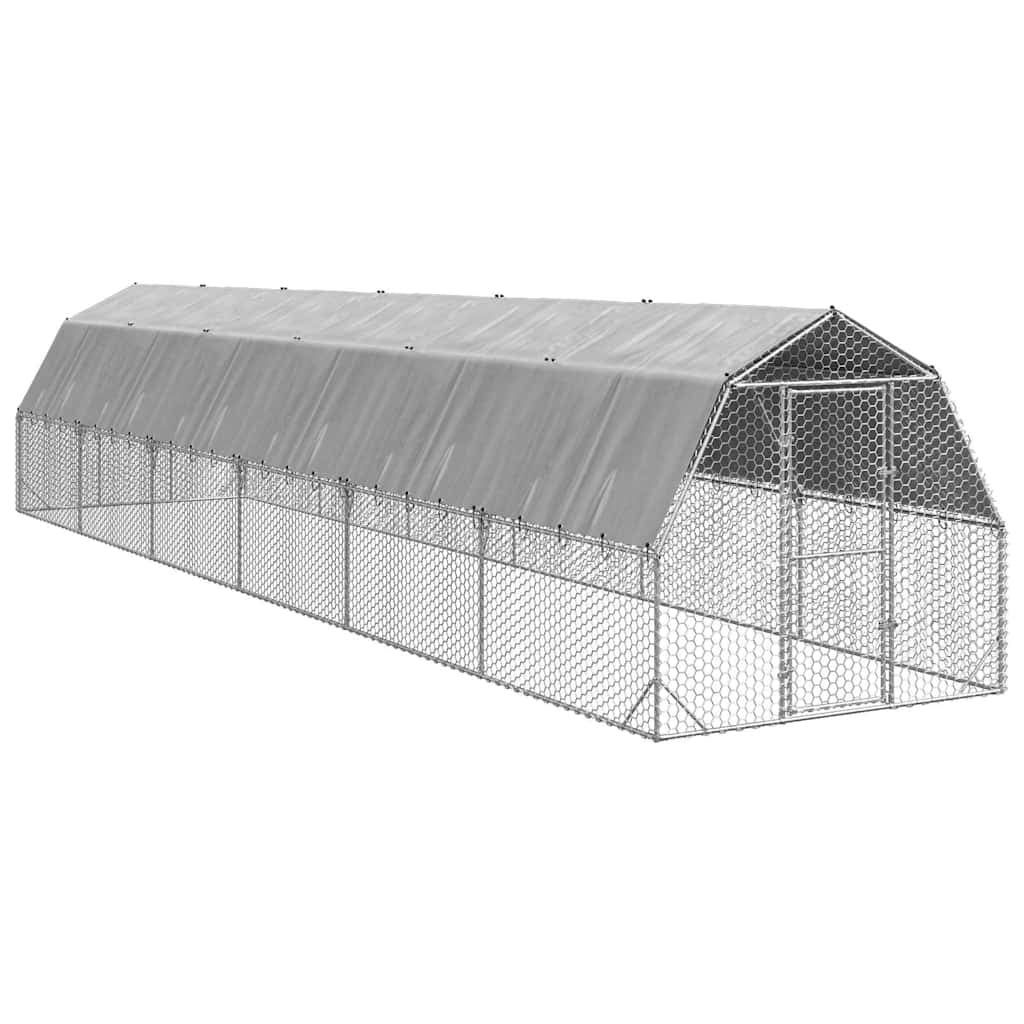 Kurnik z dachem 2,5x12x2,25 m Stal ocynkowana vidaXL