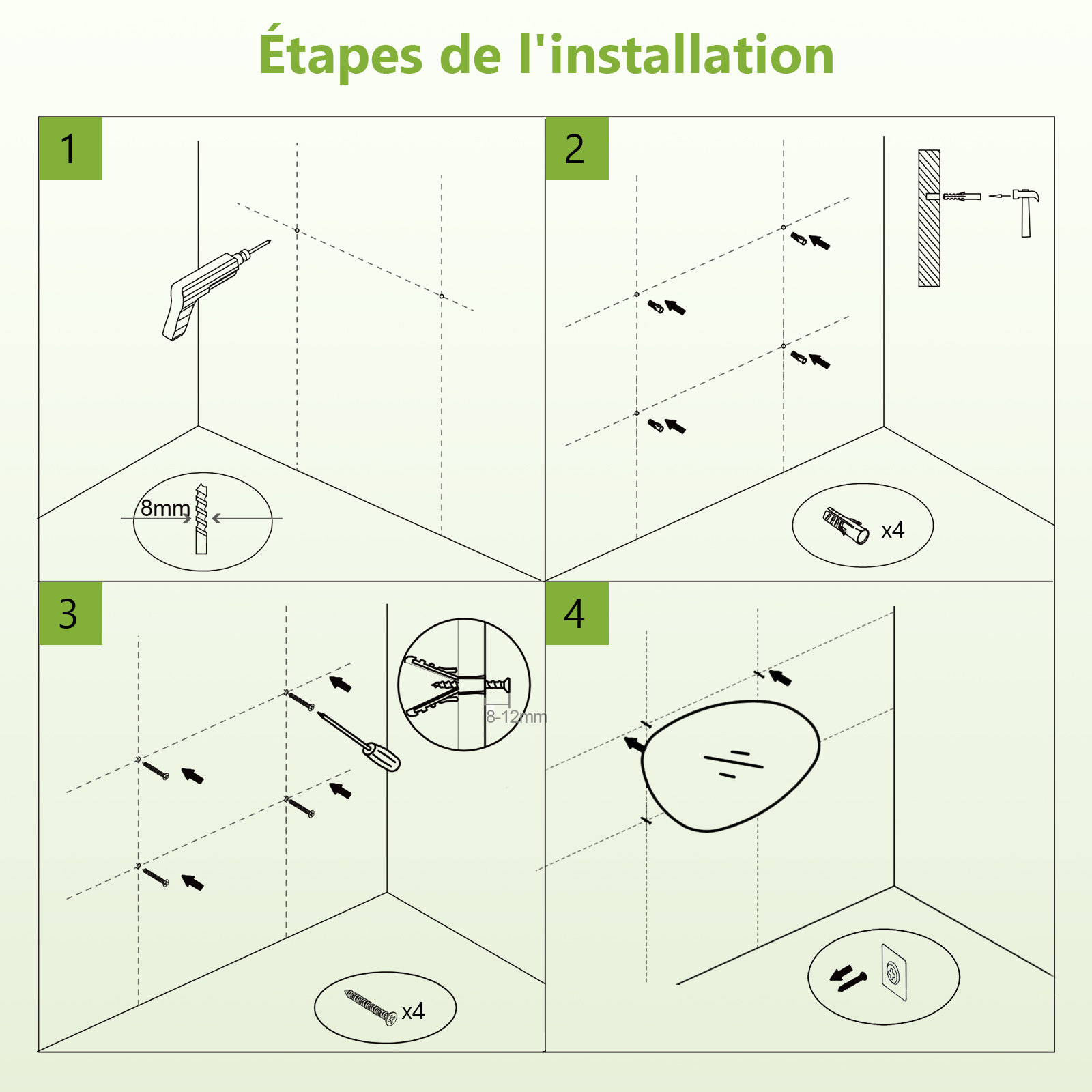Miroir asymétrique sans cadre 50 × 85 cm, miroir mural anti-humidité pour salle de bains, bords polis, installation verticale ou horizontale - 8