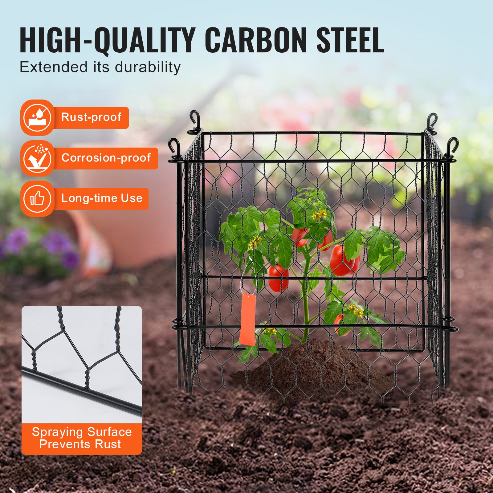 Lot de 4 cages grillagées pour plantes SucceBuy 34 × 34 cm, clôtures extérieures solides, protège fleurs, légumes et plantations - 5