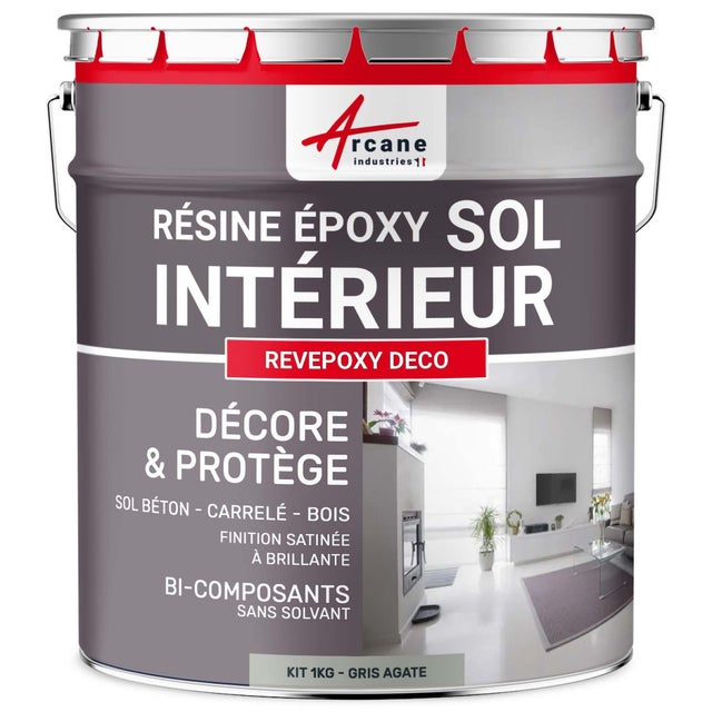 PEINTURE EPOXY SOL - REVEPOXY DECO - 1 kg (jusqu'à 5 m² en 2 couches) Gris Agate - RAL 7038 - ARCANE INDUSTRIES