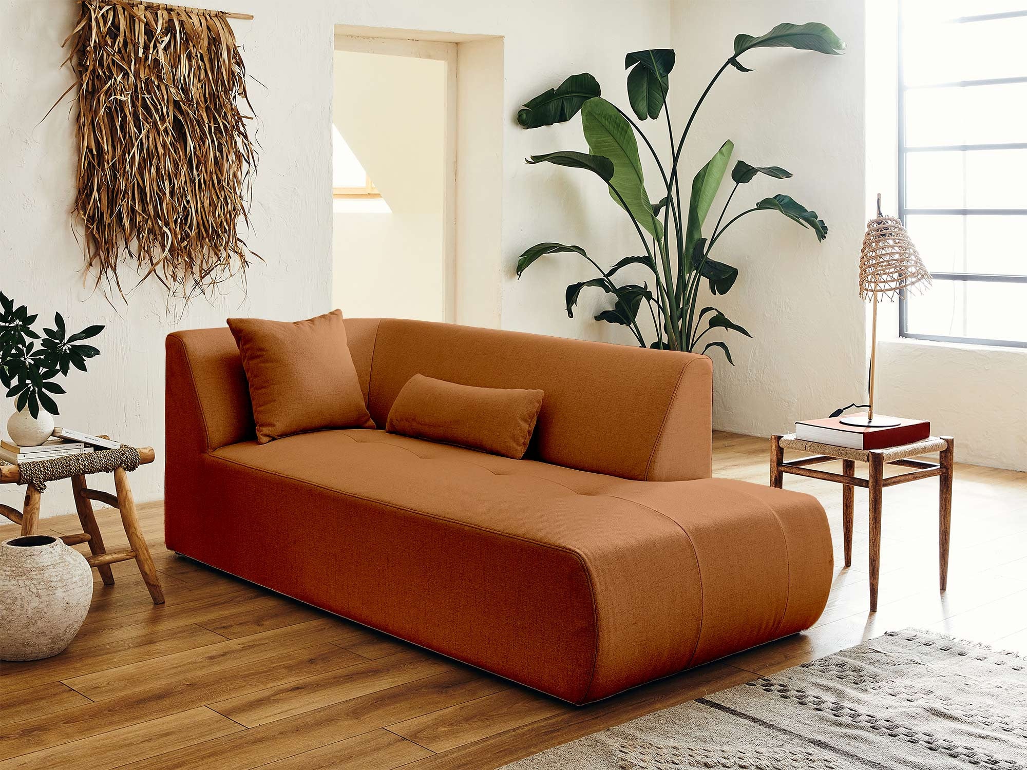 Canapé modulable 5 places en tissu rouille - ONYX - Best Mobilier - 6