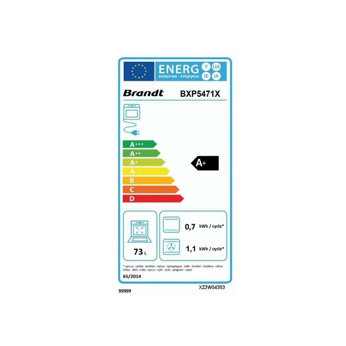 Multifonction 73L BRANDT 3385W 59.2cm, BXP 5471 X - 3