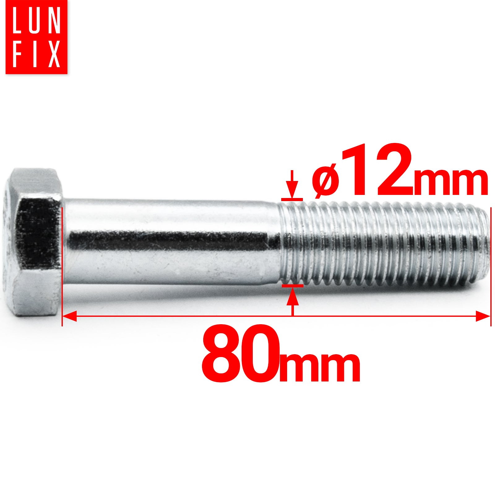 Śruba sześciokątna M12 80 mm DIN 931 kl. 8.8 1kg