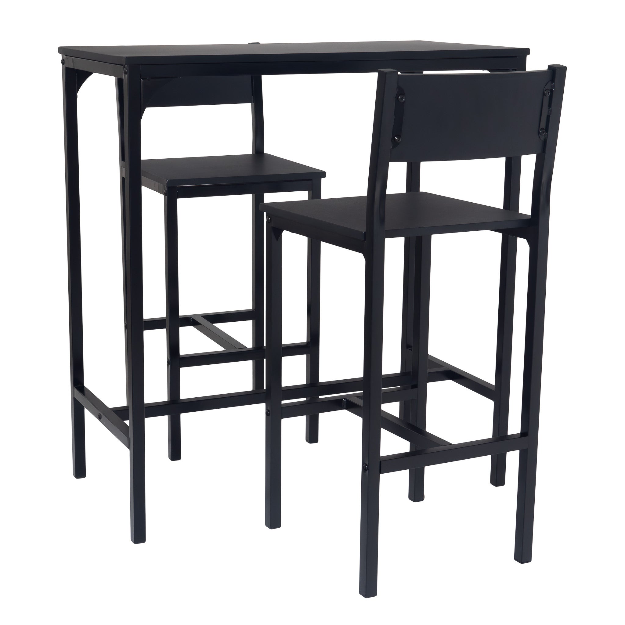 Set Tavolo Bar Sedie LIGNANO Con Sgabelli colore Nero