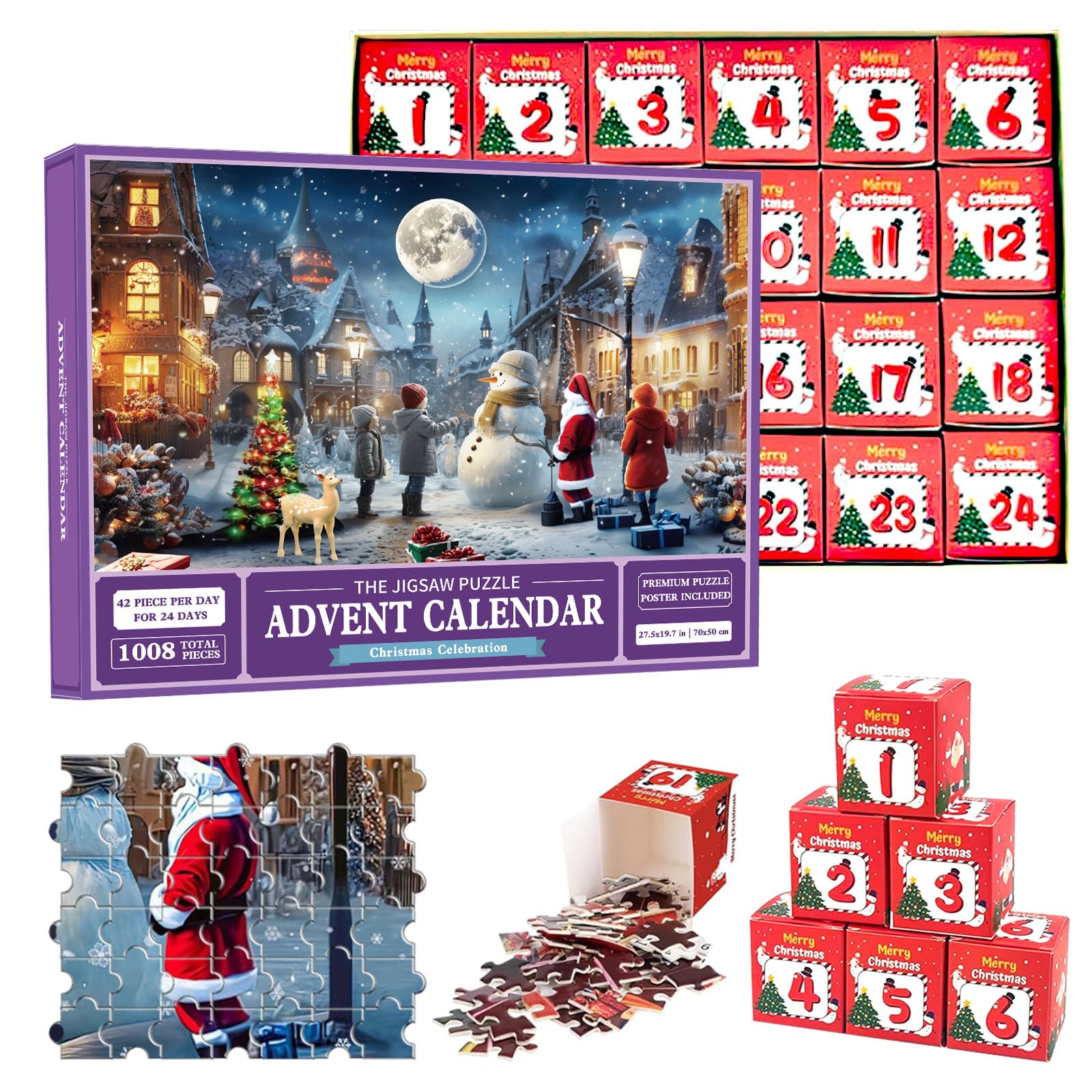 Calendrier De L'Avent Puzzle 2025 - 1008 Pièces, 24 Boîtes (Arbre De Noël) Pour Adultes Et Enfants