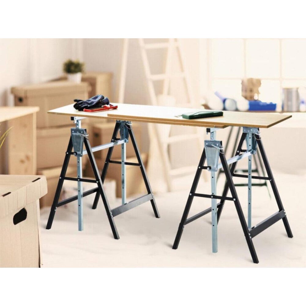 Toolland - Tréteaux métalliques réglables en hauteur - Max. 180kg - 81cm à 130cm - 5