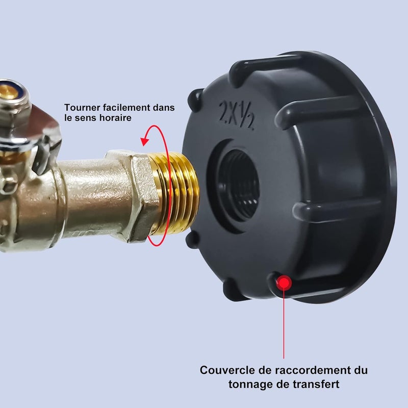 Zawór do zbiornika IBC S60X6 Złączka zaworu z przyłączem węża 1/2", adapter zbiornika spustowego, zawór ogrodowy do adaptera zbiornika