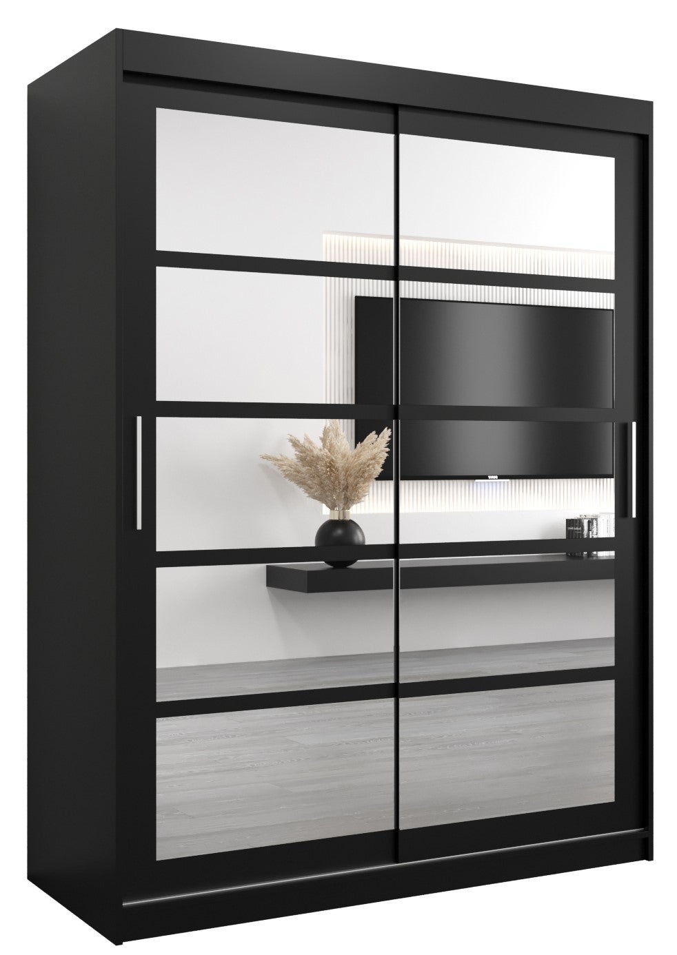 Szafa przesuwna garderoba ROMA 2 150 x 62 x 200 cm Czarny - Abiks Meble