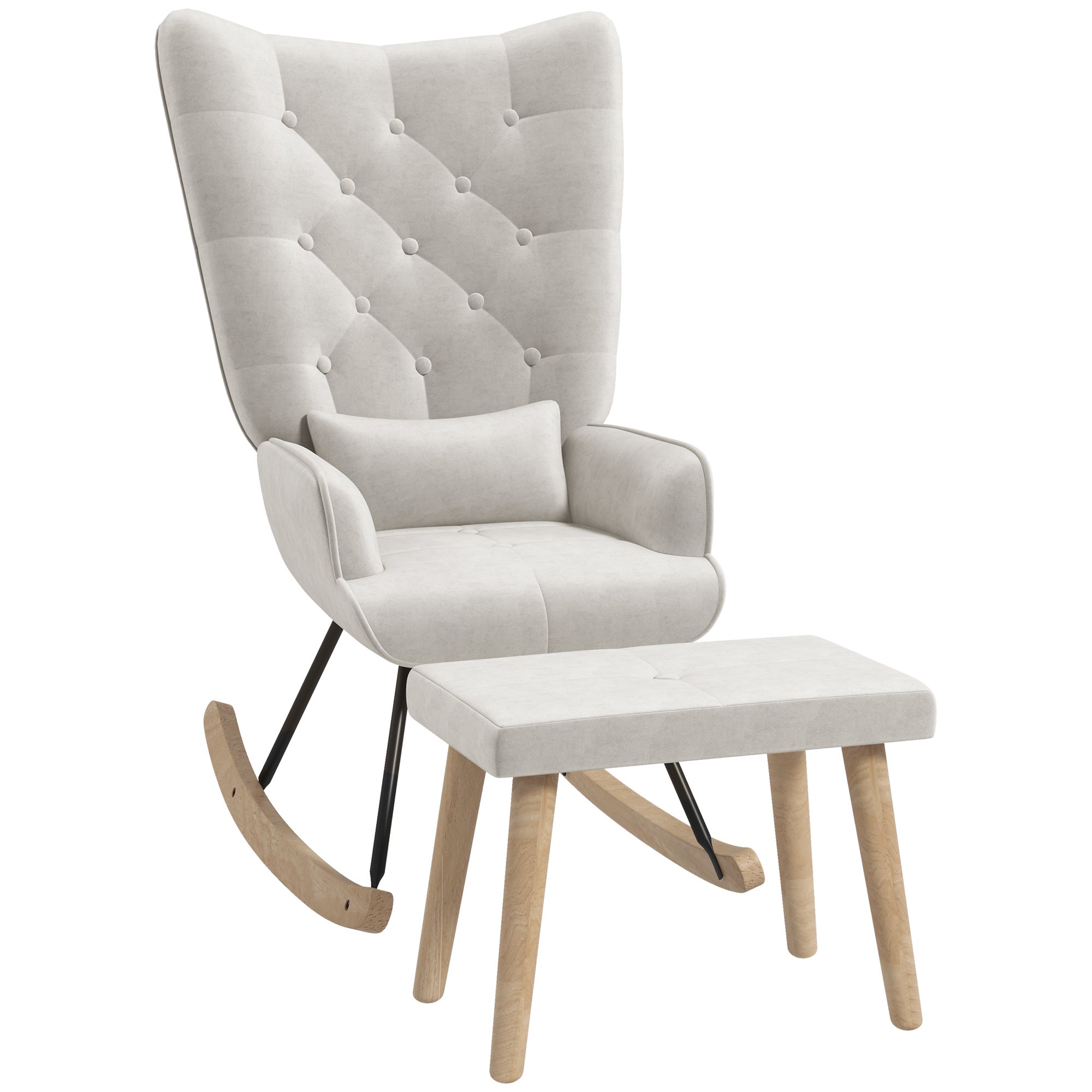 Fauteuil à bascule moderne - Dossier haut - Revêtement en tissu chenille - Accoudoirs - Assise rembourrée confortable - Vert - Maison