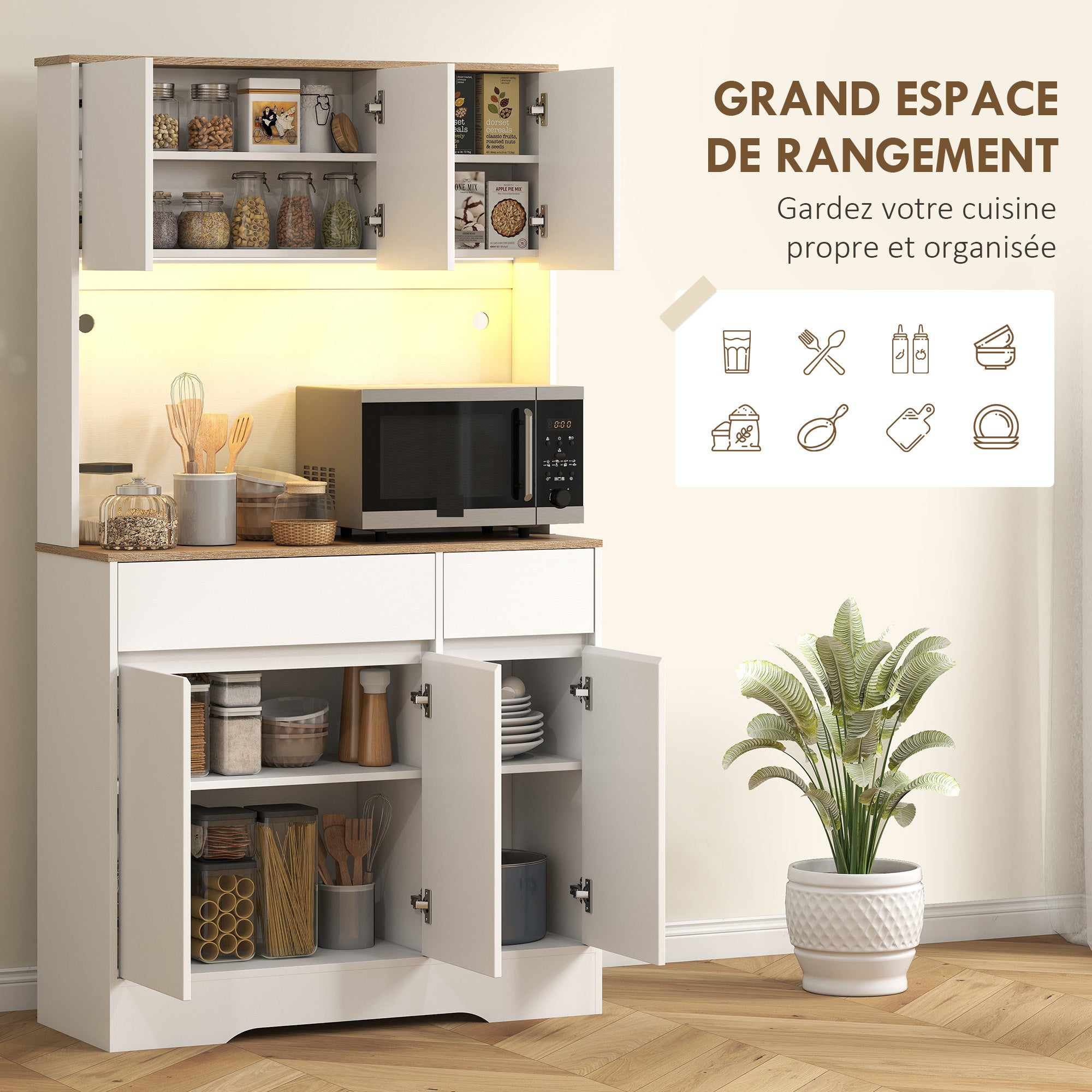 Armoire de cuisine bois d'ingénierie HOMCOM - 5