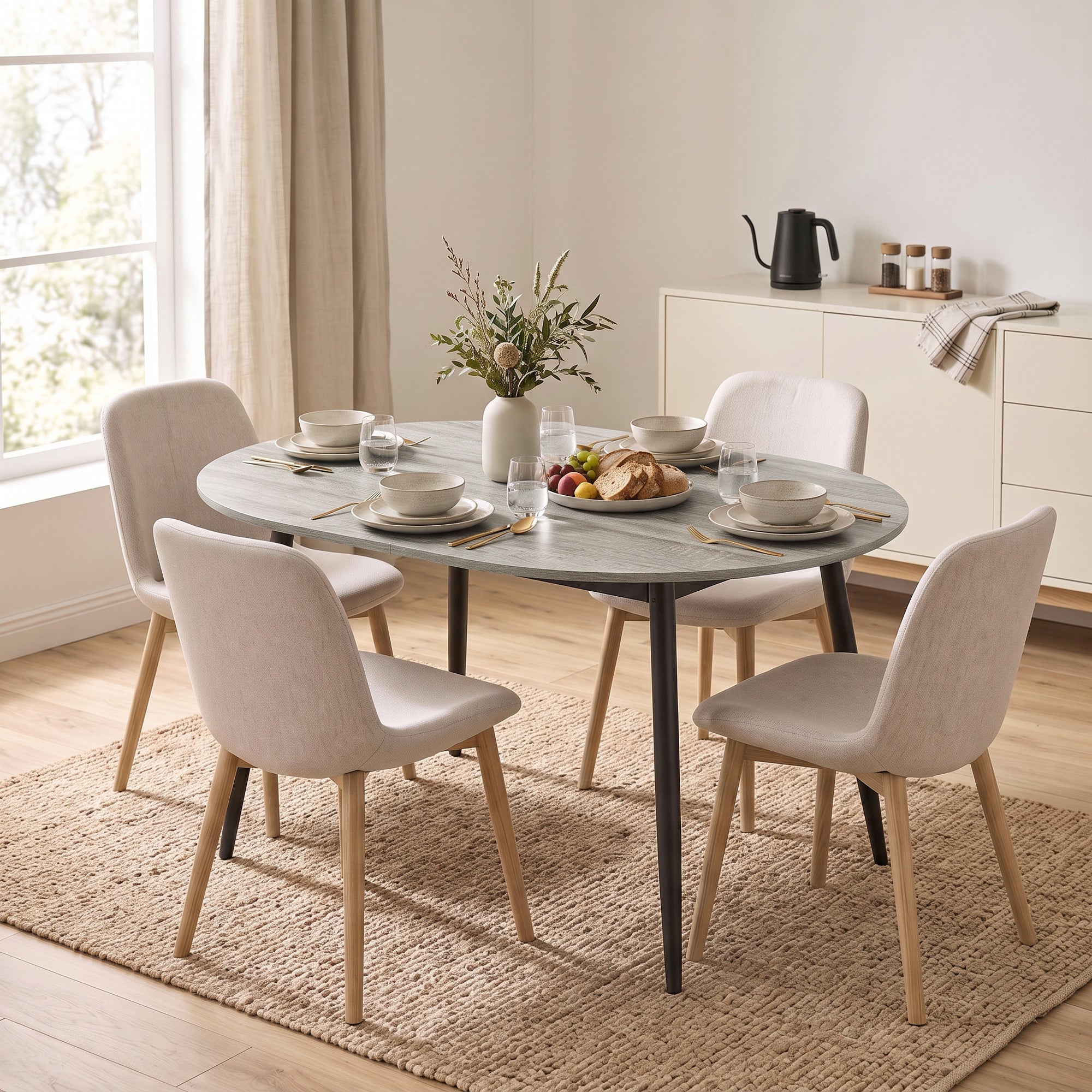 Table de salle à manger/cuisine ovale extensible pour 4 à 6 personnes ...