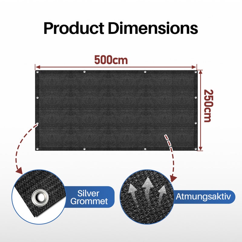 Tapis de Tente en HDPE 250X500cm Noir Tapis d'extérieur Tapis de Voyage de Camping Sac de Transport Inclus - 2