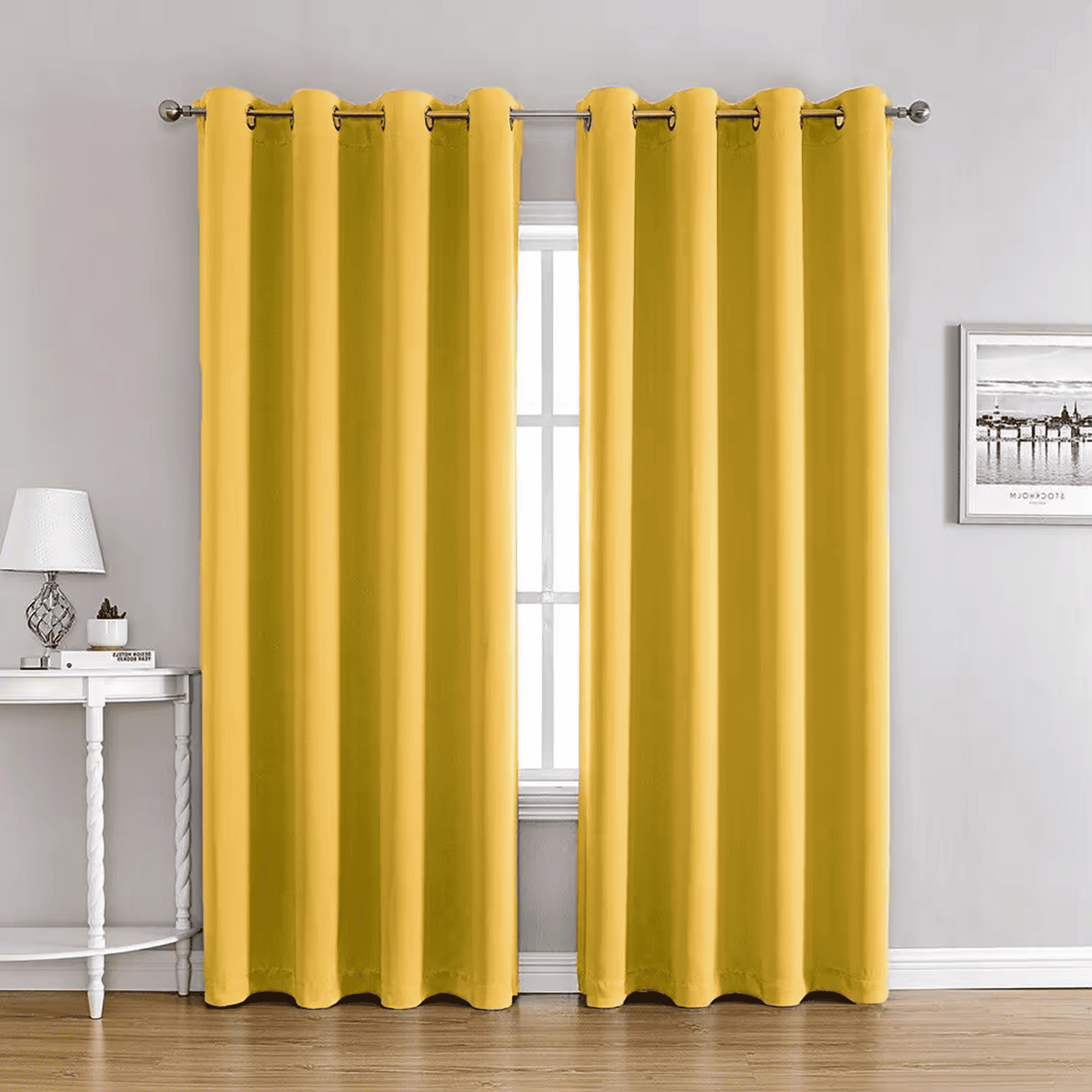 Cortinas opaca foscurit gruesa y suave 140x260cm resistente al calor y la luz, color amarillo (2 piezas)