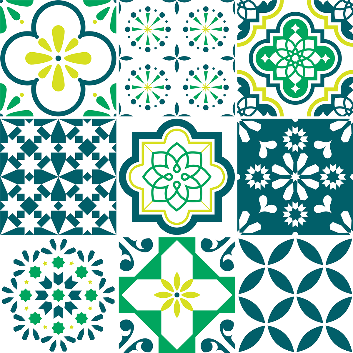 9 adesivi piastrelle di cemento azulejos risolo - Sticker adesivo - adesivi murali - 9stickers15x15cm - 2