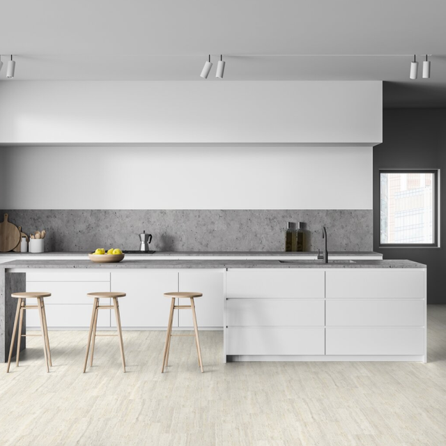 Dalle de sol PVC clipsable effet pierre travertin ivory GERFLOR Senso Clic