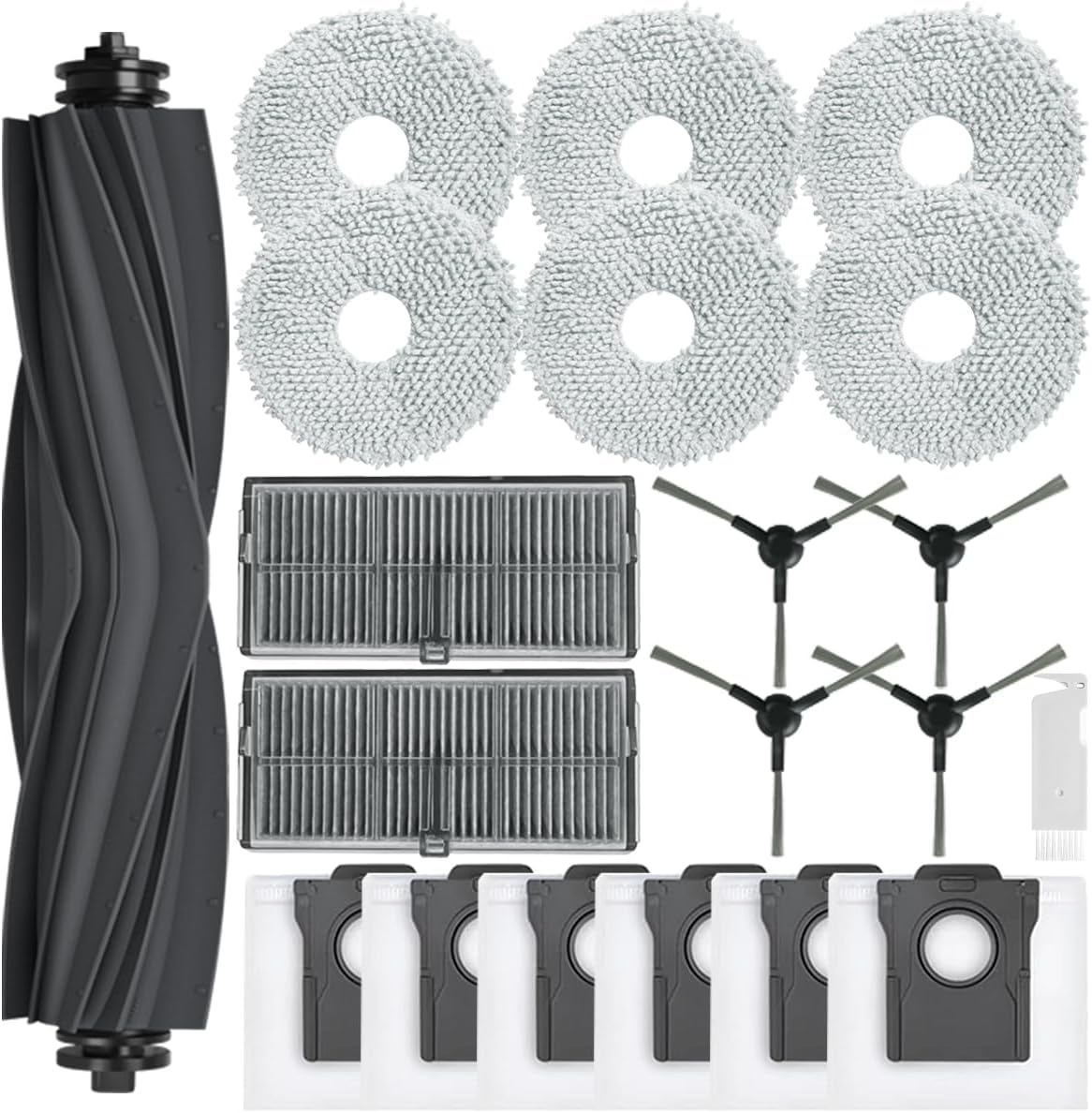 Zestaw akcesoriów do Dreame L10s Pro/X30 Ultra Heat - 1x Szczotka główna, 6x Worki na kurz, 6x Mopy, 2x Filtry, 4x Szczotki boczne
