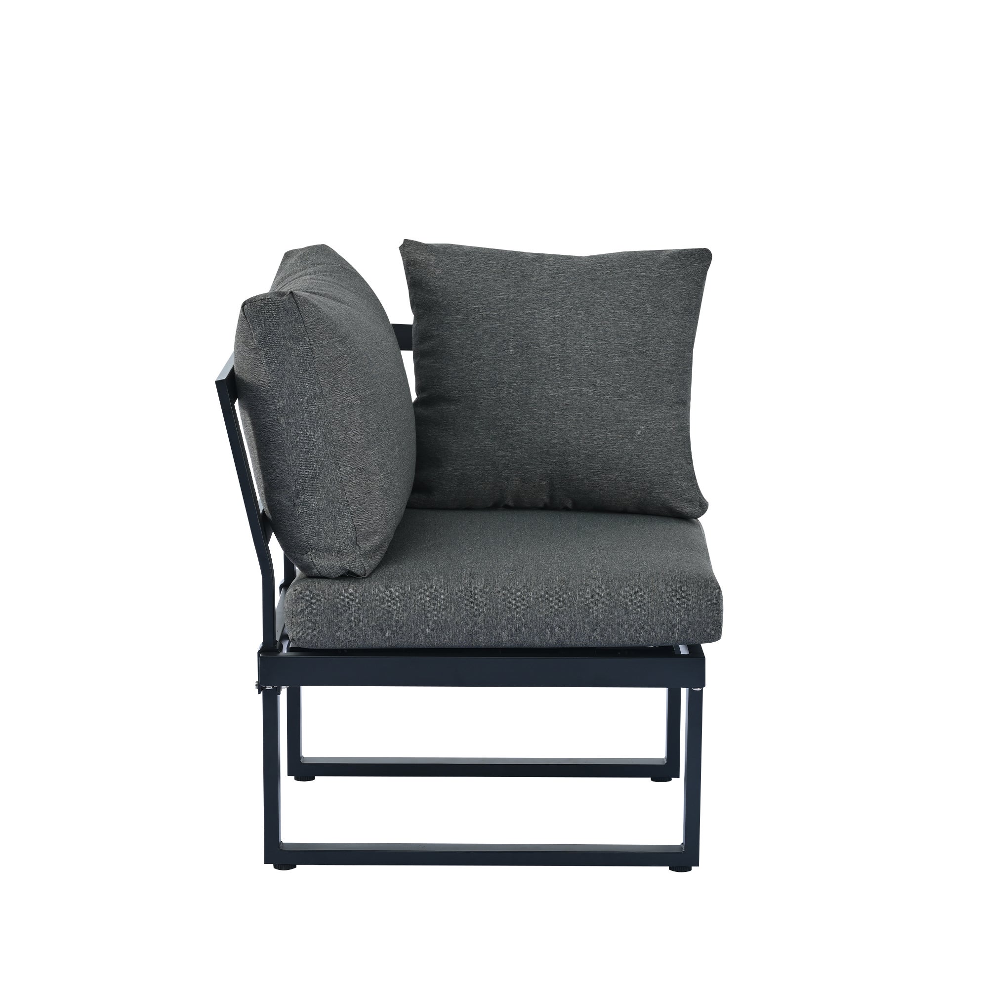 Ensemble de relaxation de jardin, position d'angle, chaise longue réglable (5 niveaux de réglage, max. 55°), avec table basse, gris + noir - 5