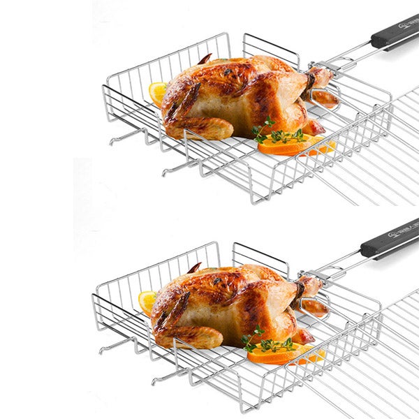 2-częściowy zestaw narzędzi do grillowania, składana siatka do grillowania na zewnątrz, siatka do grillowania ze stali nierdzewnej, grill do barbecue