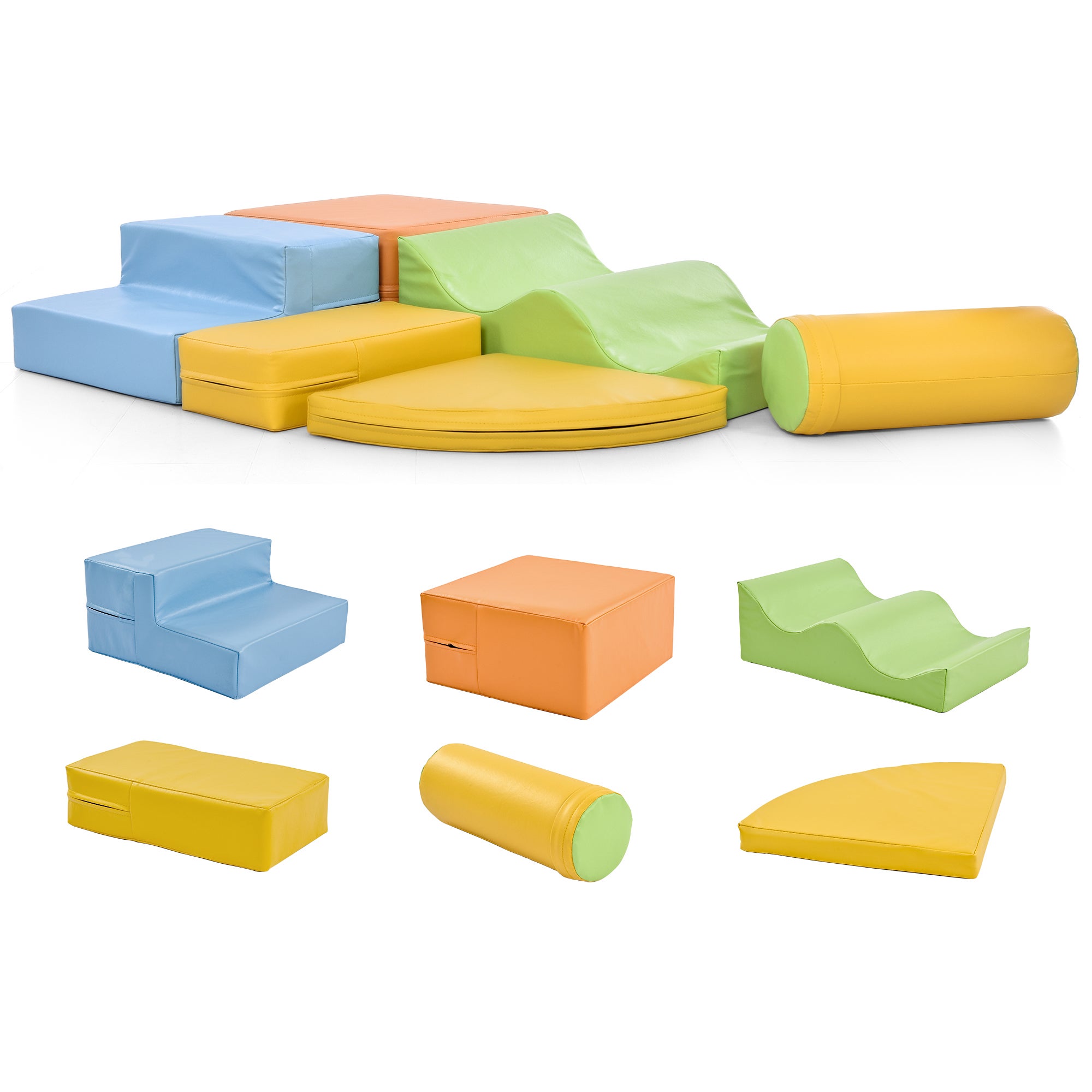 Ensemble de 6 grands blocs mous de construction pour enfants, jouet pour grimper, descendre en toboggan et ramper, en PU, multicolores. - 2