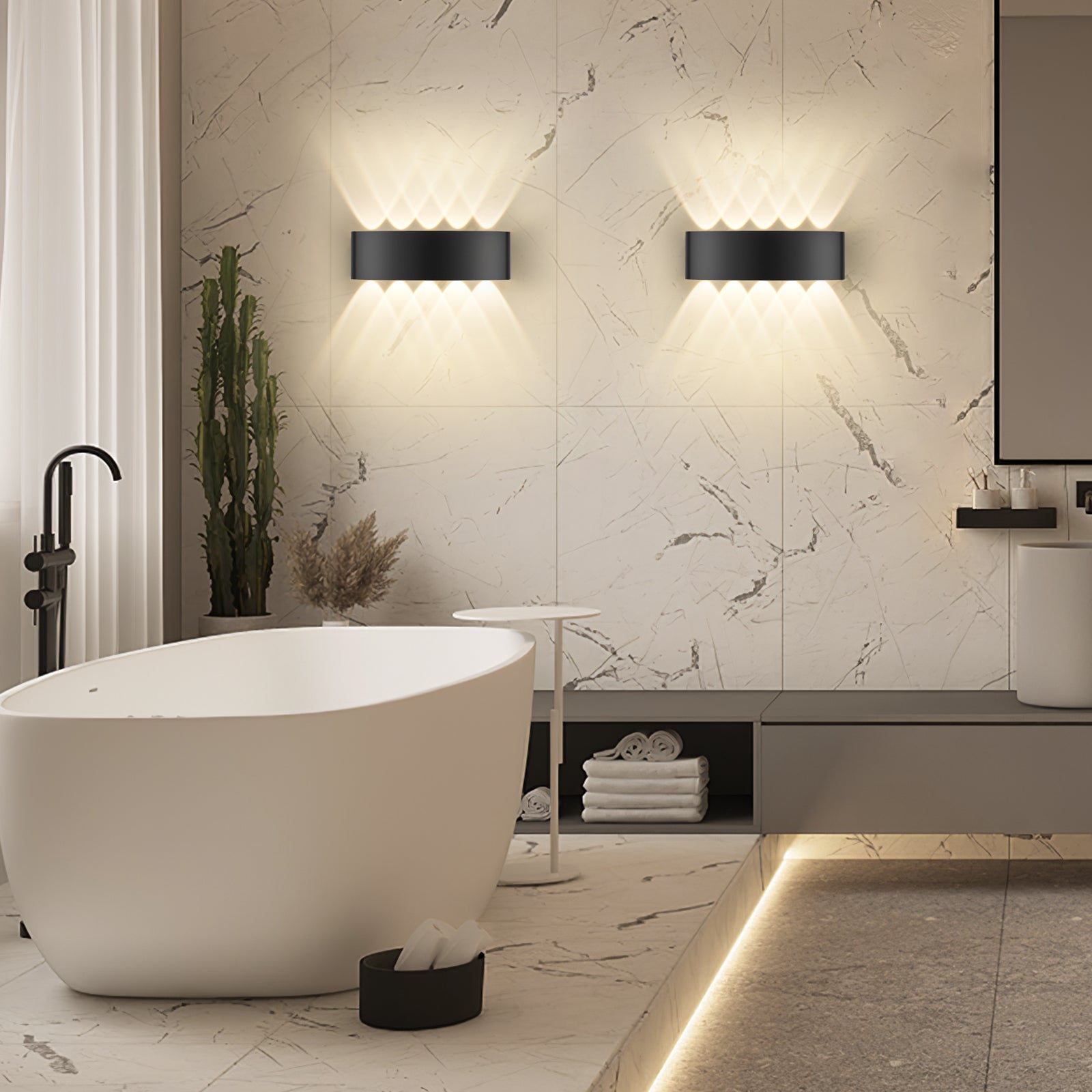 LOVHAUS Zestaw 2 Lamp Ściennych LED do Łazienki 3000K, Lampa Ścienna LED do Piwnicy IP65 Czarna, do Magazynów, Korytarzy, 10W