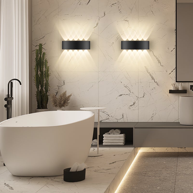 LOVHAUS Zestaw 2 Lamp Ściennych LED do Łazienki 3000K, Lampa Ścienna LED do Piwnicy IP65 Czarna, do Magazynów, Korytarzy, 10W