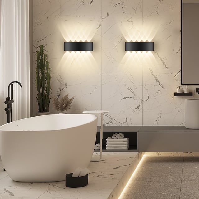 LOVHAUS Zestaw 2 Lamp Ściennych LED do Łazienki 3000K, Lampa Ścienna LED do Piwnicy IP65 Czarna, do Magazynów, Korytarzy, 10W