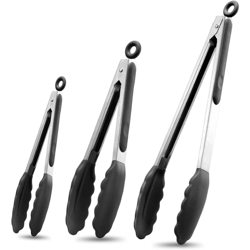 Szczypce kuchenne ze stali nierdzewnej, szczypce do mięsa, szczypce odporne na ciepło do grillowania i gotowania (opakowanie 3 sztuk) 8", 10,5&qu