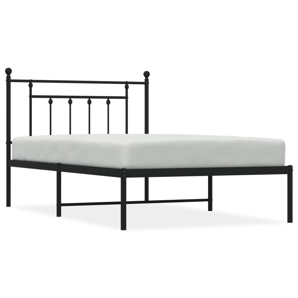 Łóżko Metalowe Czarne Rama Łóżka Ze Stelażem Do Sypialni Pokoju 107x203 cm