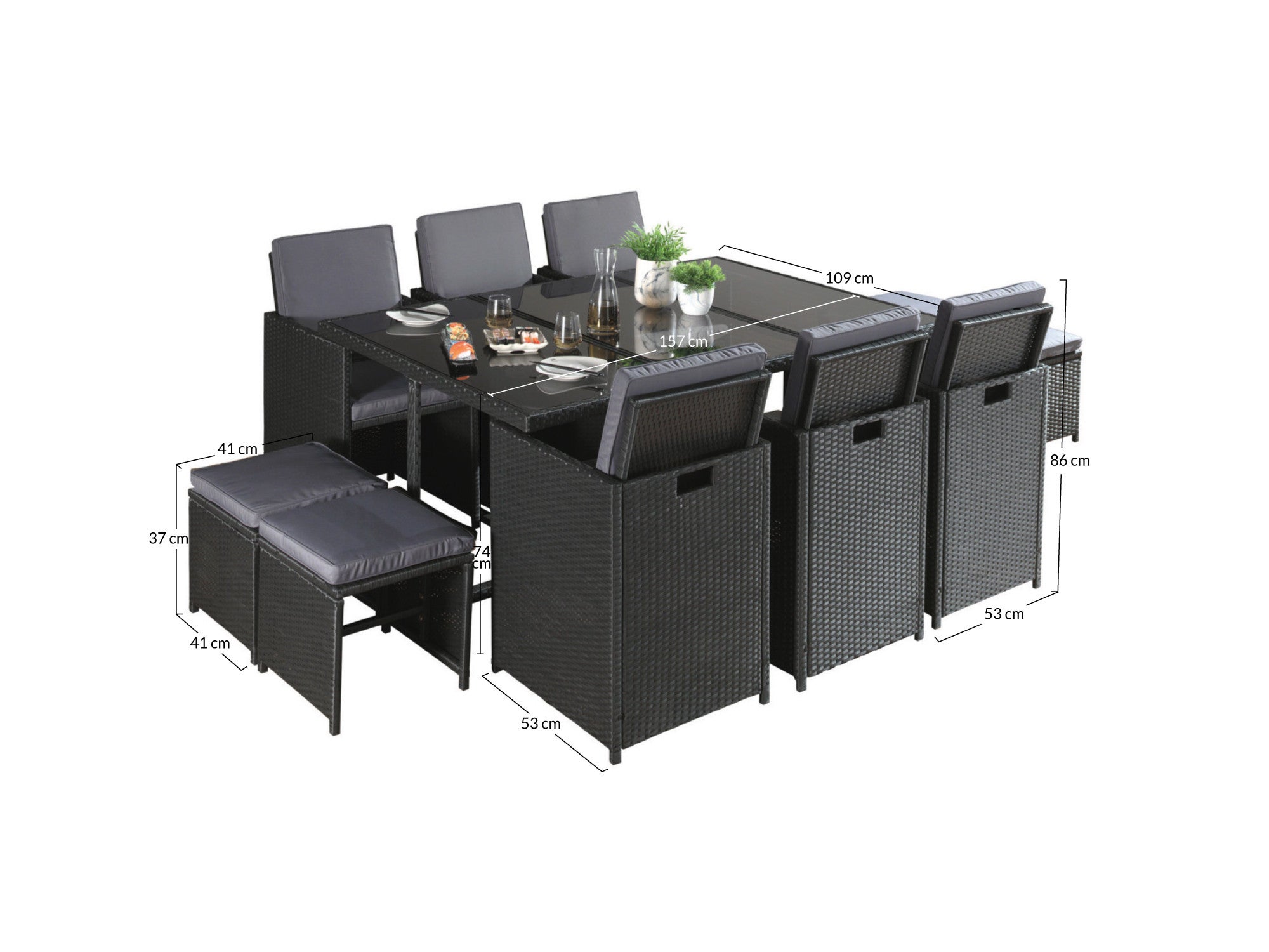 Salon de jardin 10 places en résine tressée noir / gris - FIRA - Best Mobilier - 9