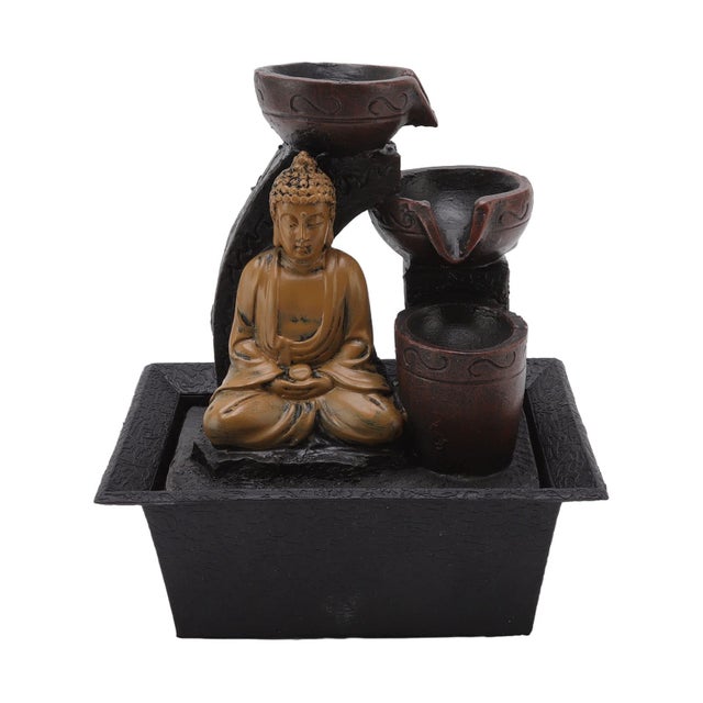 Fontana Buddha Zen'Light In Resina/Bronzo - 26x26x40 Cm Con LED E Pompa Silenziosa