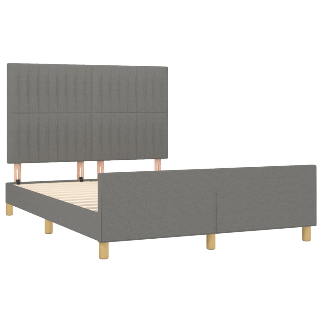 Cadre de lit sans matelas gris foncé 140 x 200 cm en tissu - 4