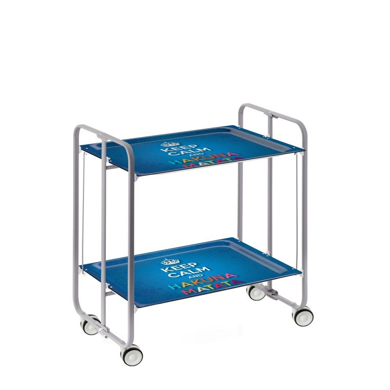 Don hierro - carrito auxiliar plegable bauhaus con ruedas – armazón metálico gris, 2 niveles, 4 posiciones ajustables-