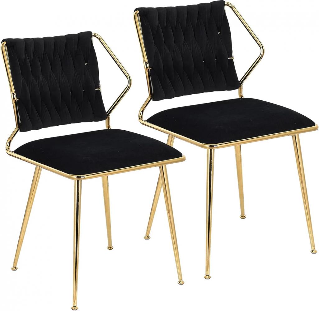 Lot de 2 chaises de salle à manger rembourrées en tissu velours avec pieds en métal 44 x 43 x 77 cm - 2