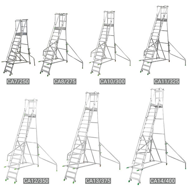 Escabeau roulant 16 marches - Hauteur max. de travail 5.47m - CA12/350 - 4