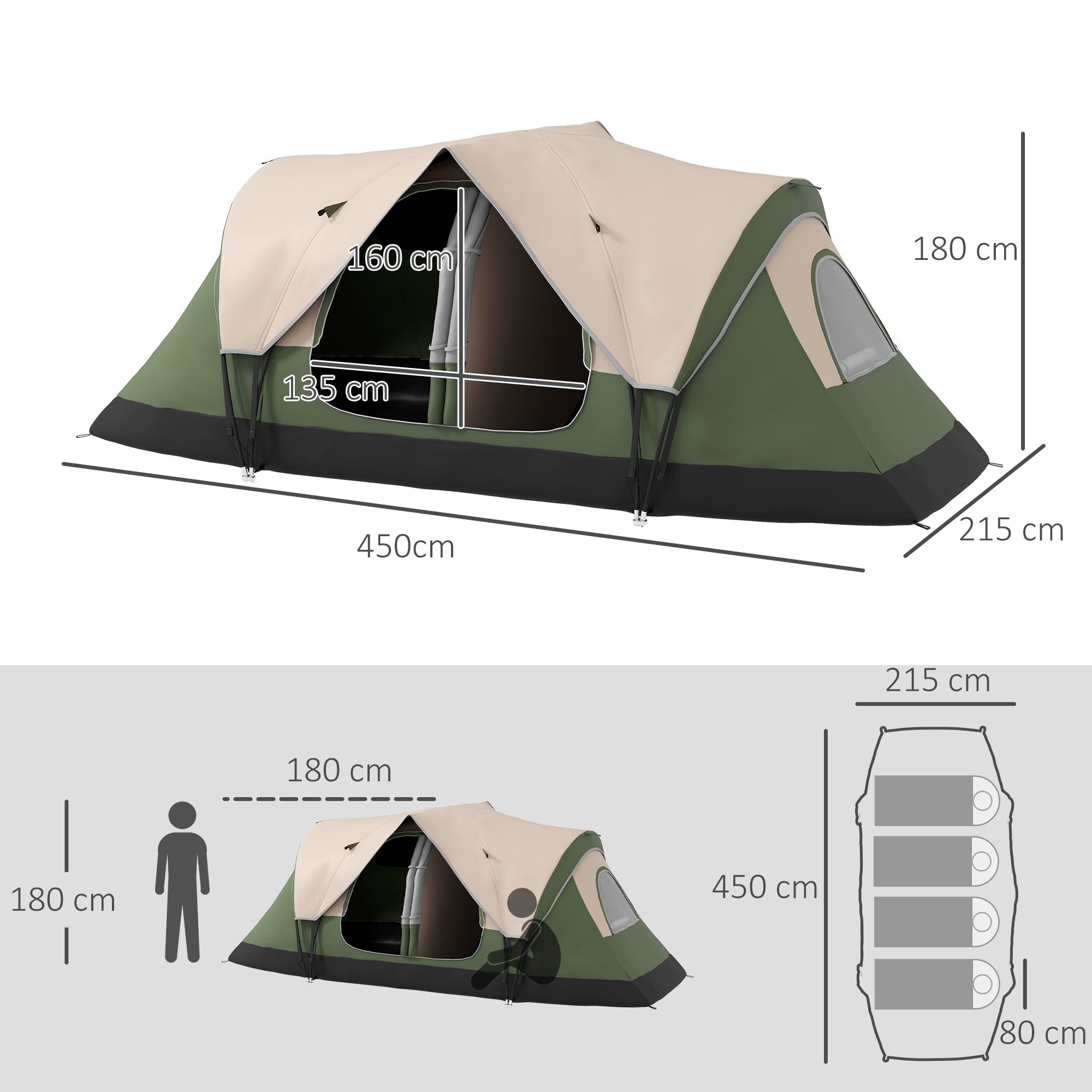 Tente de camping familiale 6-8 pers. double toit moustiquaire sac - 3
