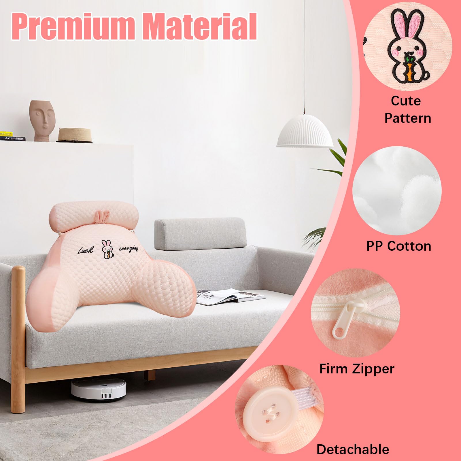 Coussin de lecture, Coussin de dossier Canapé, Coussin de lecture Lit adulte avec support de cou/bras pour soutien lombaire au lit, 70 x 50 cm - 3