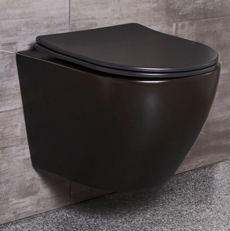 Pack WC GEBERIT bâti-support Duofix + WC Slim Soft-Close ROLO noir + tapis d'isolation phonique + plaque noir - 6